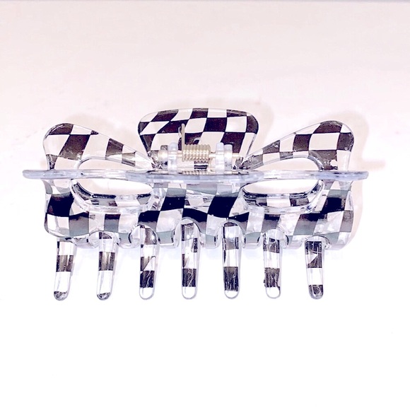 4/$20 Clear & Black Checkered Hair Claw Clip – Stylish & Secure Hold - Picture 1 of 1